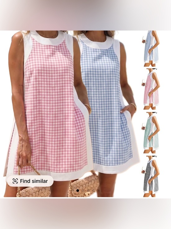 Dresses & Skirts - Women’s Gingham Sleeveless A-Line Dress - Pink